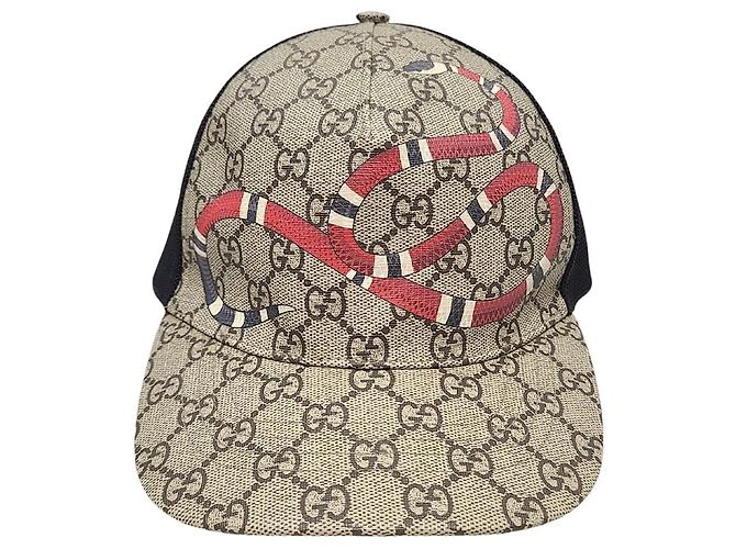 Gucci Canvas Snake Mesh Baseball Cap Brown