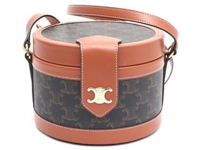 Céline Borsa a Spalla e Borsa a Tracolla Triomphe Brown Medium Tambour Marrone