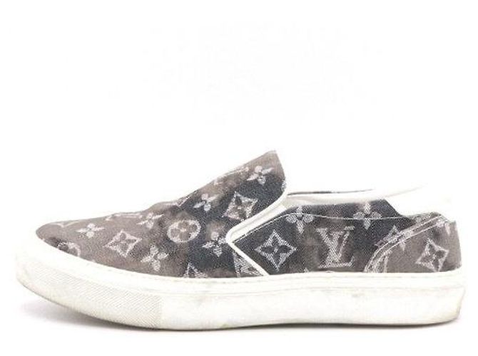 Louis Vuitton Sneaker slip-on in denim monogramma da uomo Marrone