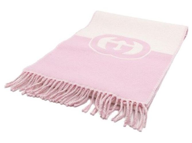 Gucci Cachecol gigante de lã e cashmere entrelaçado rosa para mulher