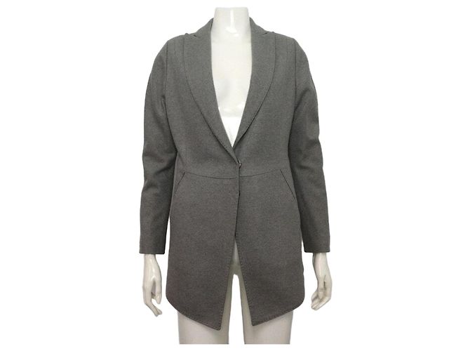 Brunello Cucinelli Gray Wool Blend Two-Button Women's Jacket