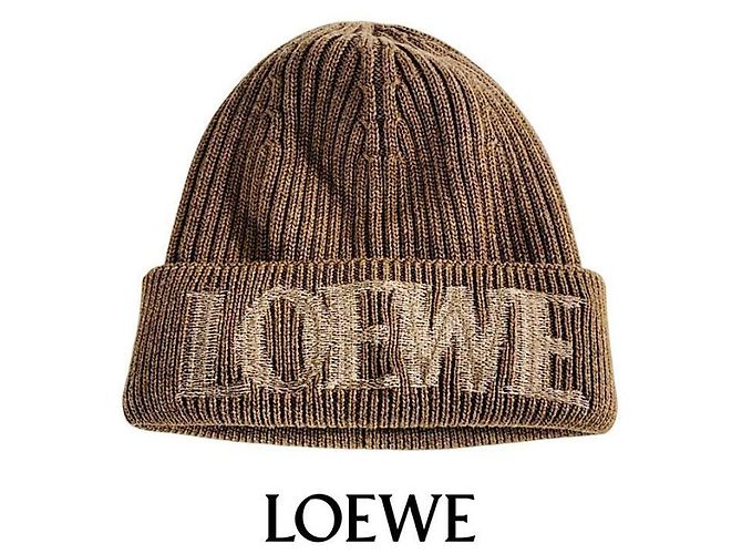 Loewe Gorro de lã com logo Marrom
