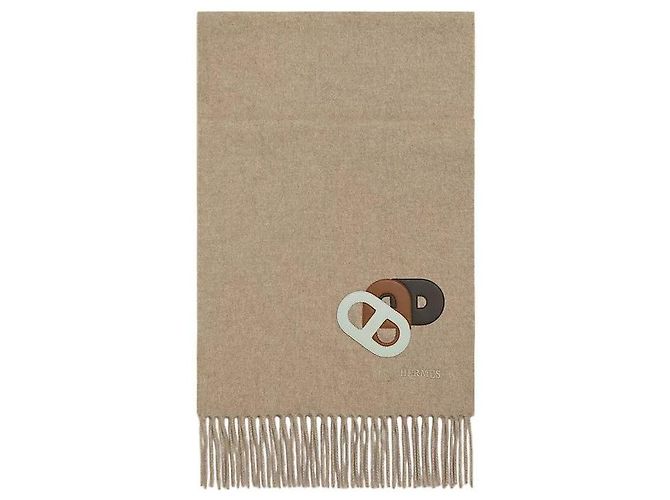 Hermès Cachecol de cashmere Chaine d'Ancre Marrom