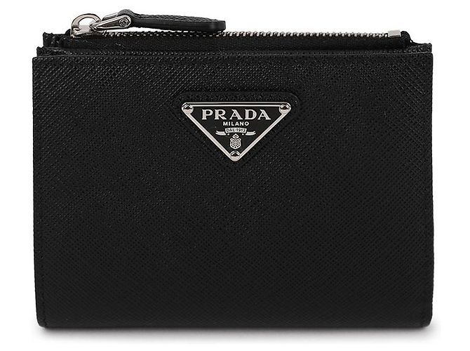 Prada Portafoglio Saffiano con logo Triangle Nero