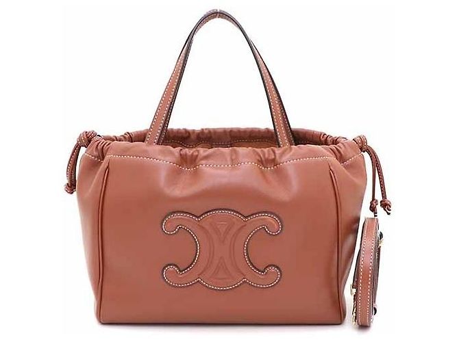 Céline Triomphe Small Drawstring Tote Bag Shoulder Bag Brown