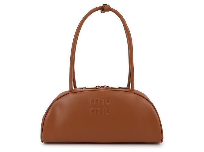 Miu Miu Bolsa Tote de couro média para mulher Marrom