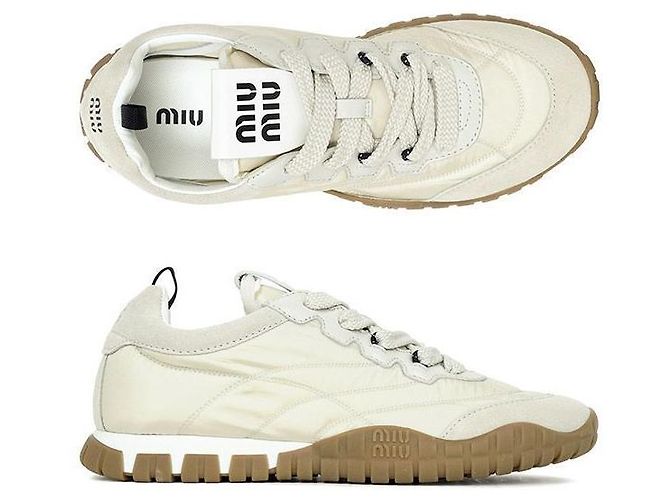 Miu Miu Sneakers en daim technique Ivory Tire ZJM Blanc