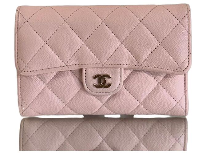 Chanel Classic Snap Caviar Flap Wallet Pink