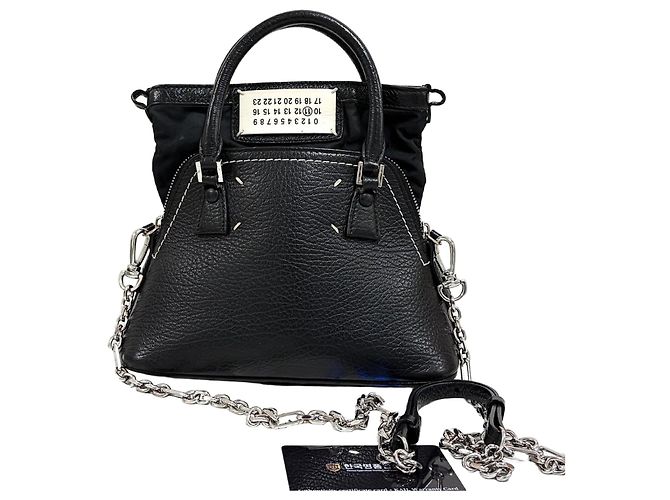 Maison Martin Margiela Micro Tote e Bolsa de Ombro Preta Preto