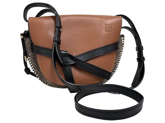 Loewe Borsa a tracolla piccola Tweed Gate Marrone