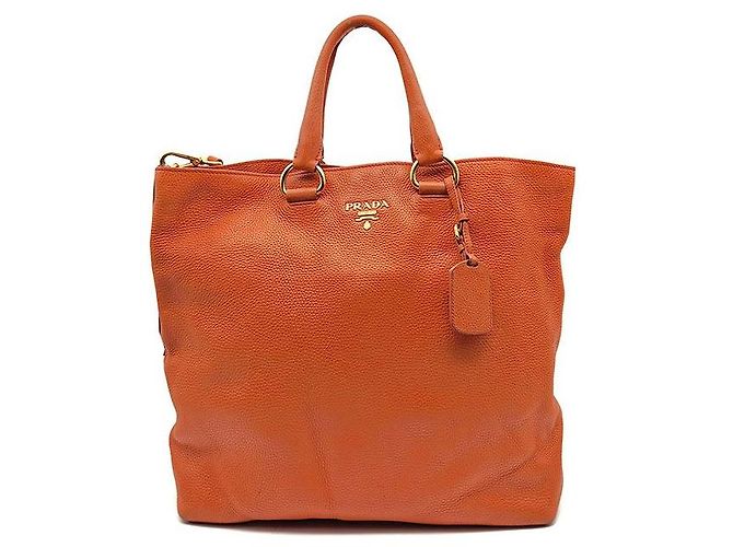Prada Tote e bolsa de ombro em Vitello Daino Laranja