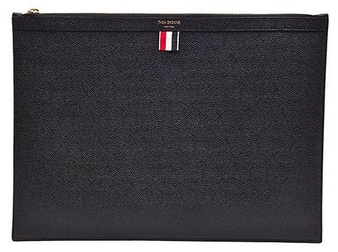 Thom Browne Clutch in Pelle Granulata Large Nero