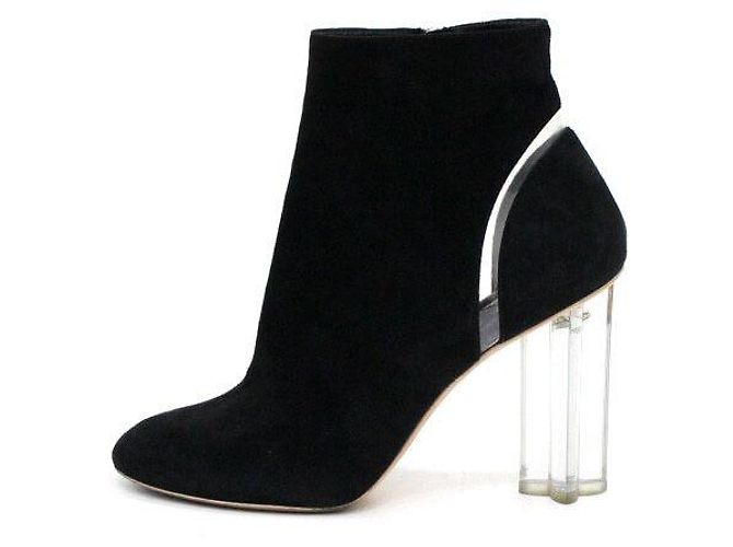 Louis Vuitton Black Suede Leather Silhouette Heels Women's Ankle Boots