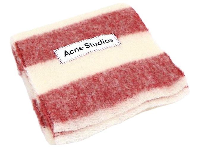 Acne Sciarpa a righe in misto lana e mohair Rosso