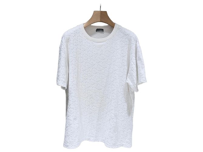 Dior Oblique Terry Kurzarm-T-Shirt Weiß