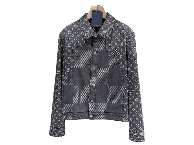 Louis Vuitton Nigo Monogram Damier Denim Trucker Jacket Black