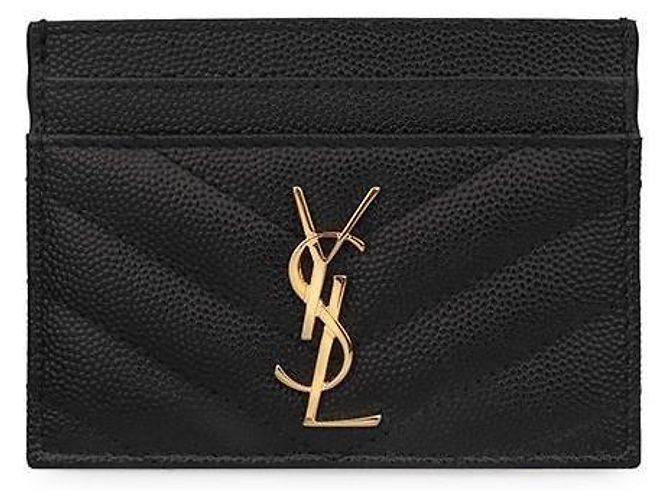 Saint Laurent Tarjetero con monograma acolchado Negro