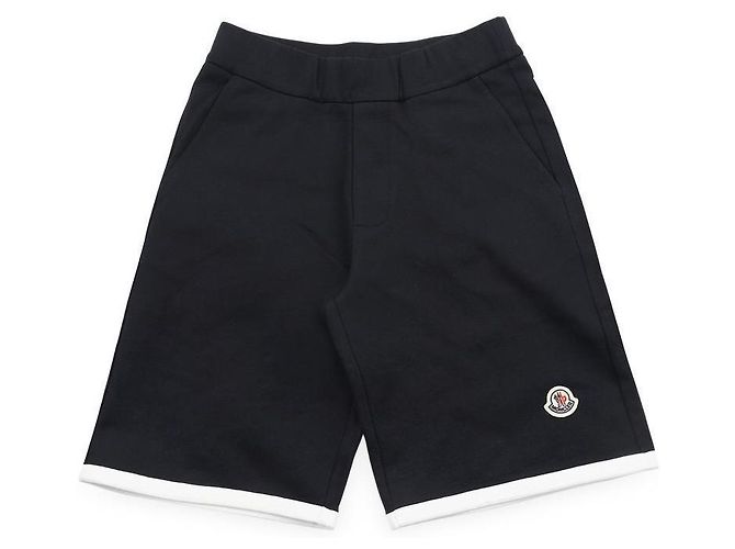 Moncler Straight Cotton Shorts with Logo Patch (Navy) Blue