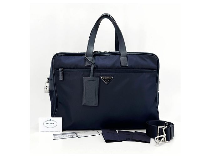 Prada Pasta Tote de Nylon Saffiano Navy Azul