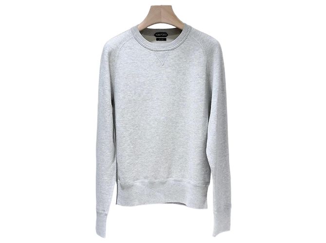Tom Ford Sudadera de algodón gris con cuello redondo Castaño