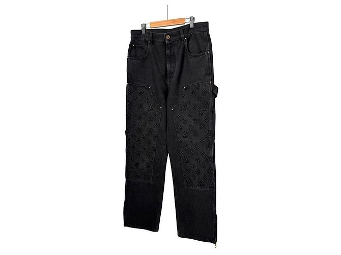 Louis Vuitton Monogram Double Knee Carpenter Denim Pants Black