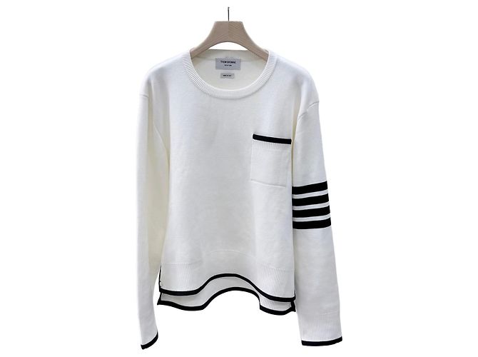 Thom Browne Milano-Strick mit diagonalem Streifen weiß