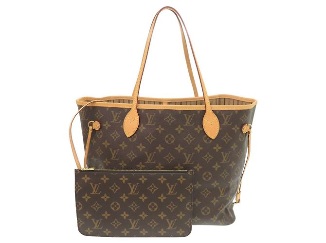 Bolsa Louis Vuitton Neverfull MM com Pouch Marrom