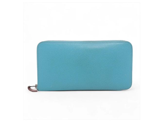 Hermès Hermes Azap Long Wallet in Light Blue Leather