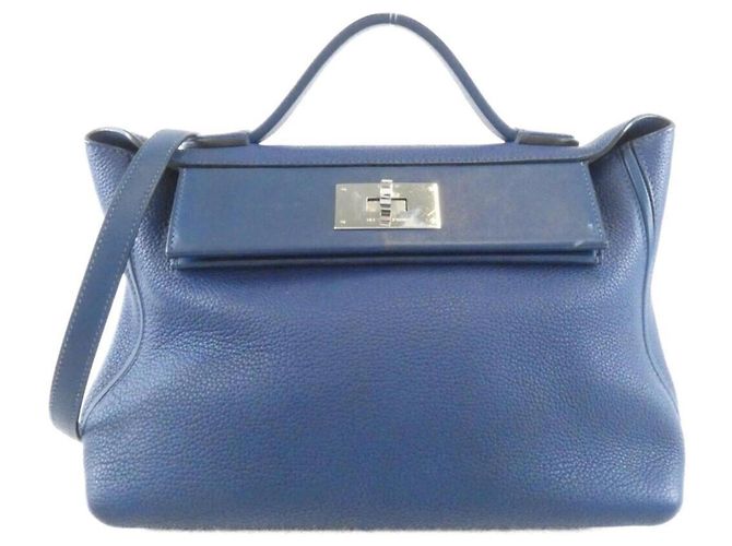 Hermès Bolsa Hermes em couro Swift azul profundo Azul escuro