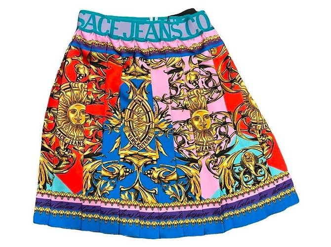Plissierter Minirock Versace Jeans Couture Mehrfarben Golden