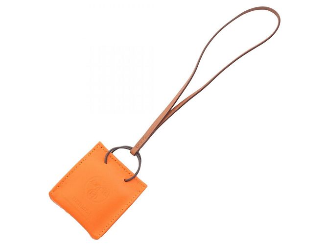 Hermès Hermes Sac Orange Feu Gold Charm Accesorio Castaño Naranja 