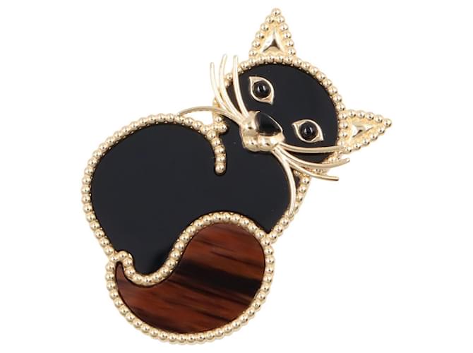 Van Cleef & Arpels Cat Brooch Brown Black Golden 