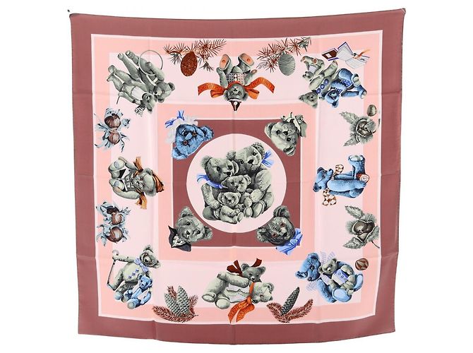 Hermès Sciarpa Hermes Carre 90 Confidents des Coeurs Rosa Multicolore