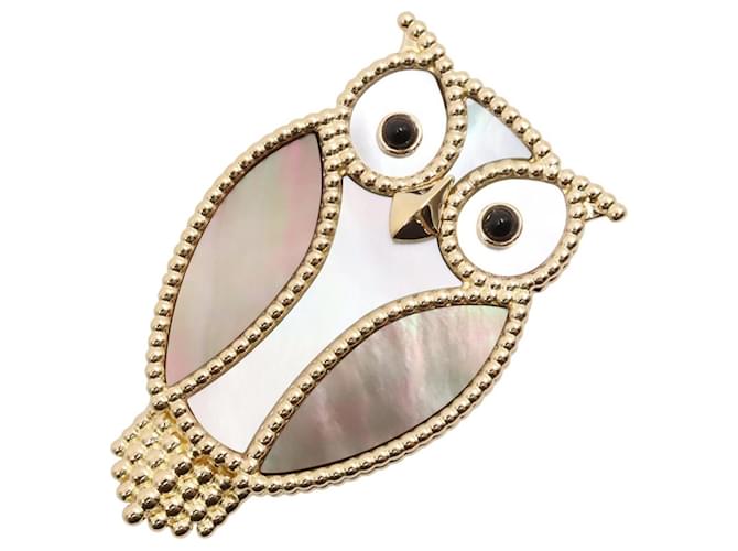Van Cleef & Arpels Lucky Animals Owl Clip Brooch Black White Golden 
