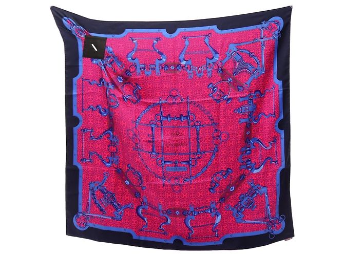 Silk In Sciarpa Hermès Petit H 90 Mors et Gourmettes Rosa Multicolore 