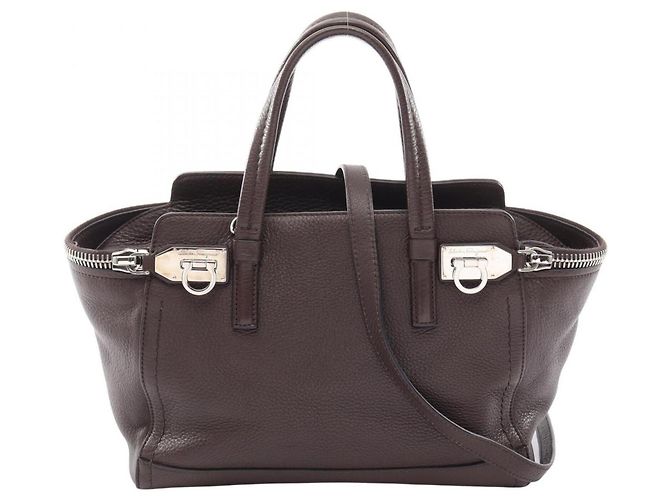 Borsa a 2 modi Salvatore Ferragamo Gancini Marrone