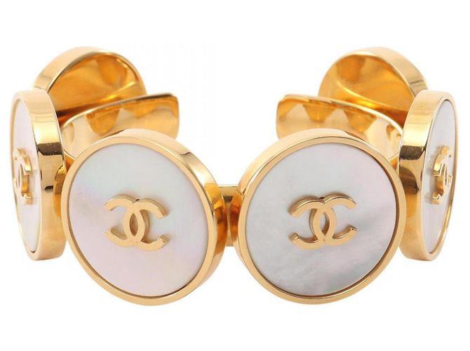 Pulsera rígida Chanel Coco Mark Blanco Dorado