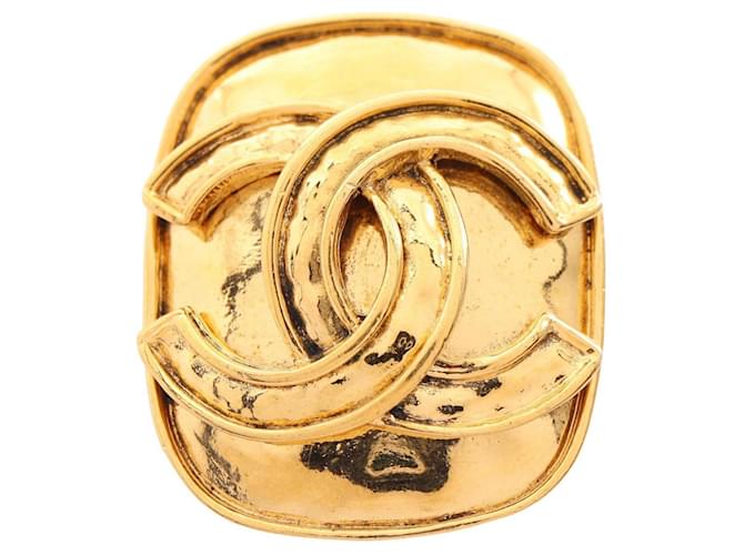 Broche Rectangular Chanel Coco Mark Dorado 