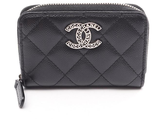 Portafoglio monete Matelassé Chanel Nero