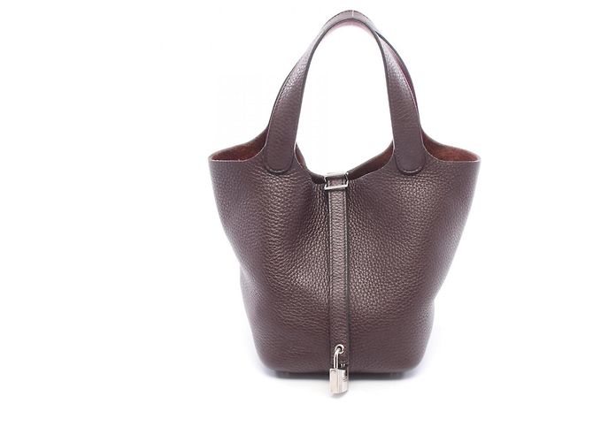 Hermès Bolsa Hermes Picotin Lock Eclat PM Marrom Roxo