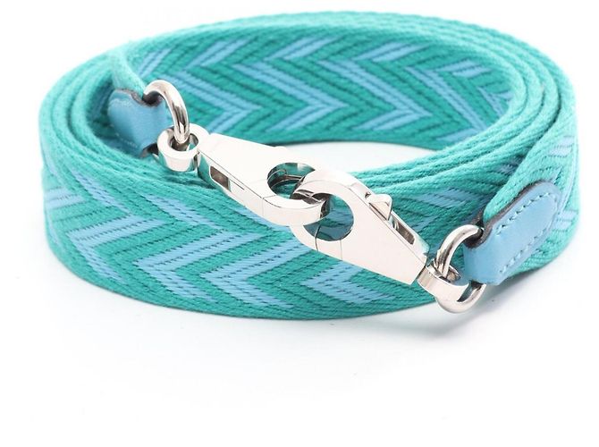 Hermès Alça de Ombro Hermes Bandoulière Sangle Zigzag Azul Verde