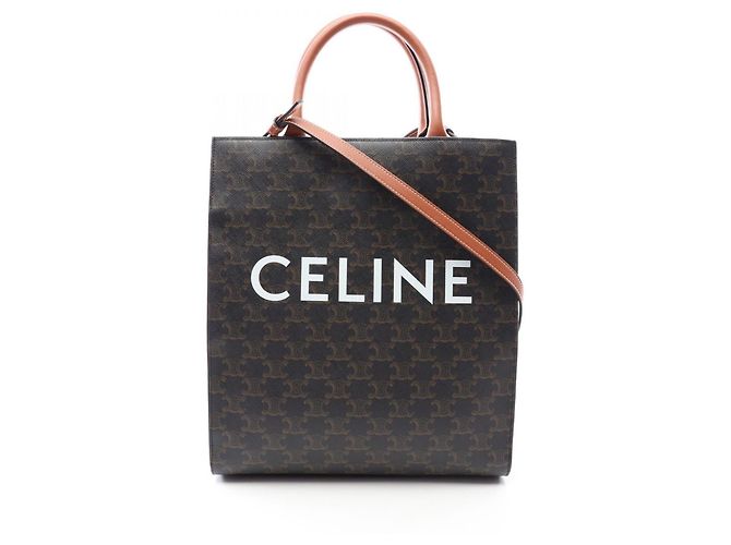 Céline Celine Small Vertical Cabas Triomphe Tote Bag Braun Schwarz
