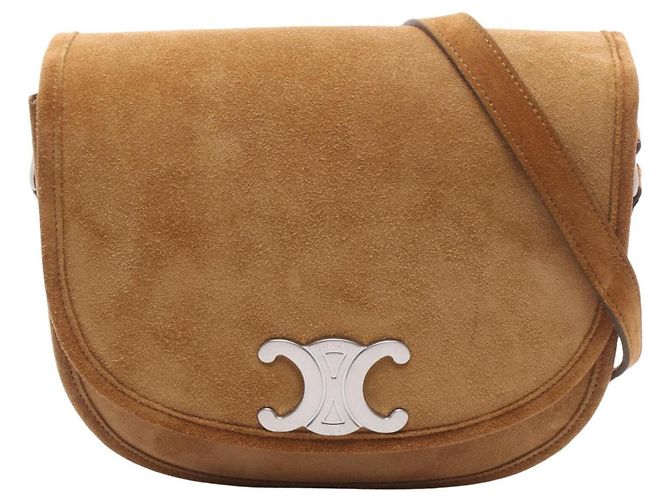 Céline Bolsa de ombro Celine Triomphe em camurça Marrom