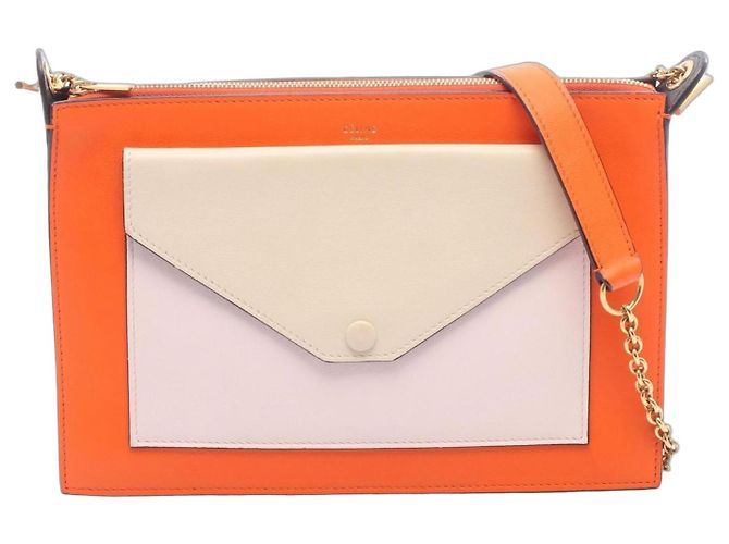 Céline Borsa a Spalla Celine Tricolor Medium Rosa Beige Arancione