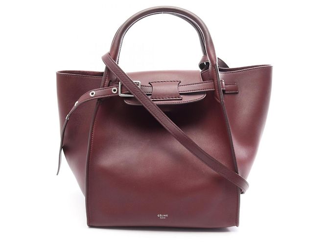Céline Celine Big Bag Small con Correa Larga Burdeos