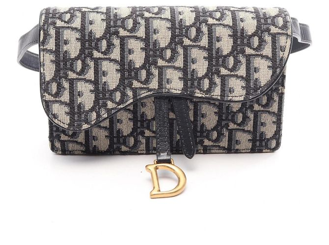 Saddle Bag Christian Dior Beige Marineblau