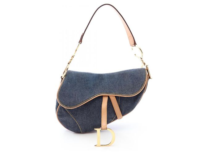 Bolsa Christian Dior Saddle Marrom Azul marinho