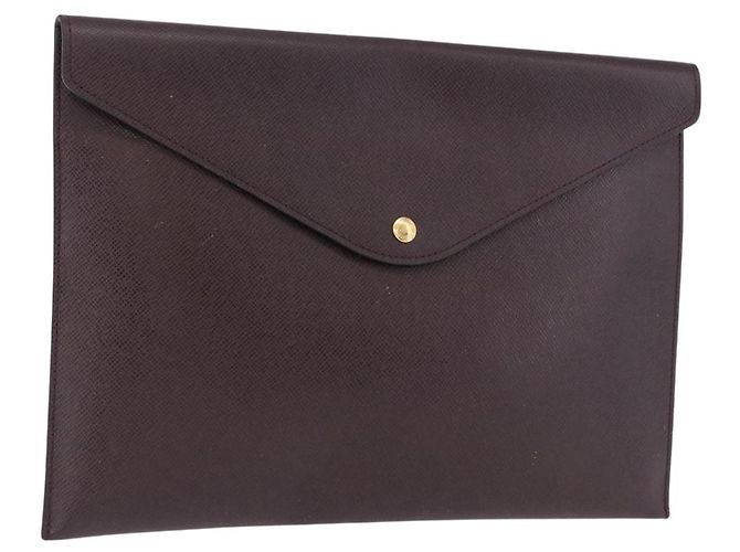 LOUIS VUITTON Taiga Document Case Pouch Acajou M99087 LV Auth mr2772 Marron