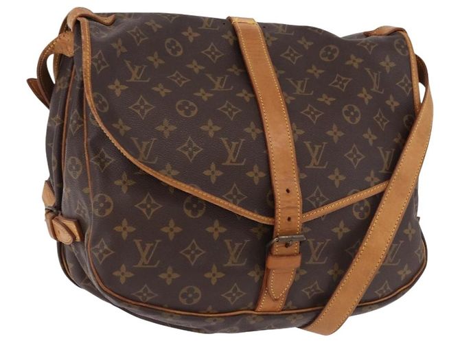LOUIS VUITTON Bolsa de Ombro Monogram Saumur 35 M42254 LV Auth ar13991
