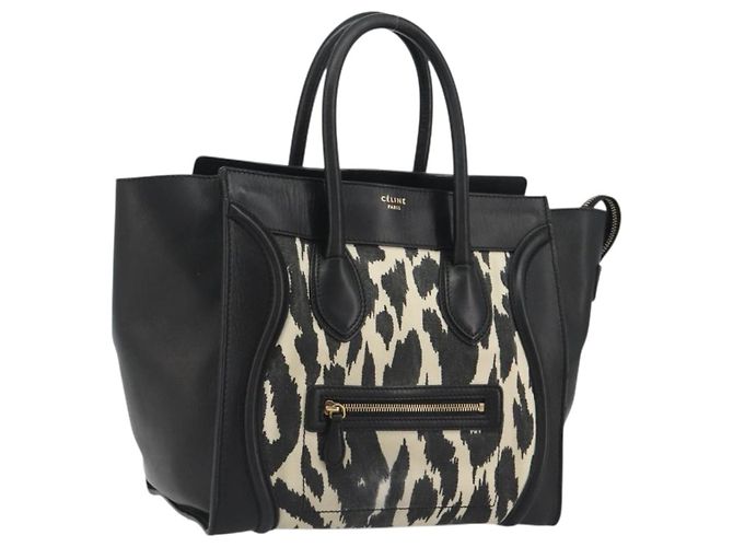 Céline Borsa CELINE Luggage in tela nero e oro Auth 191825V D'oro